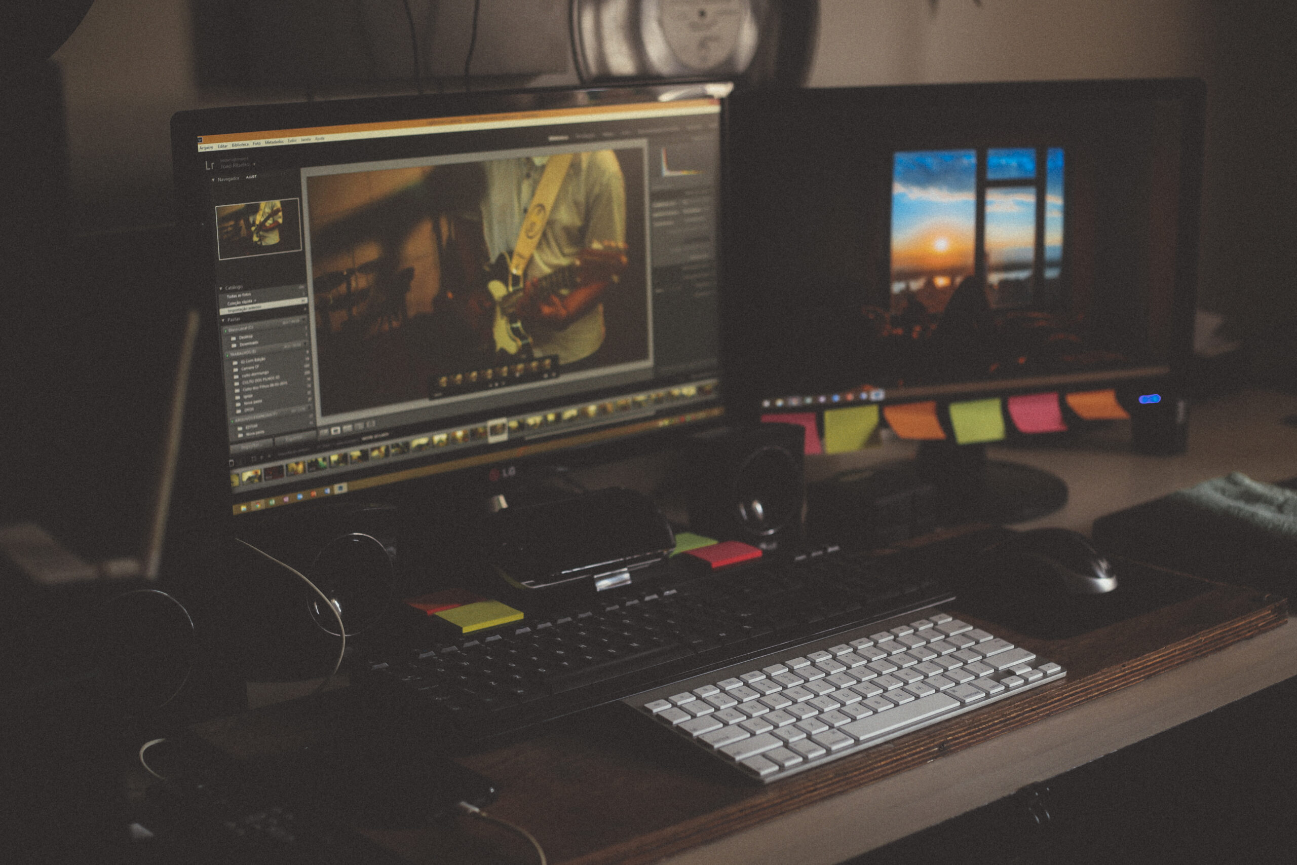 videographer editing brand video for social media dimensions in their editing suite