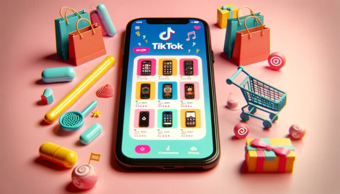 A smartphone displaying the TikTok app interface with a focus on the TikTok Shop section. The screen shows various products available for purchase in Ireland