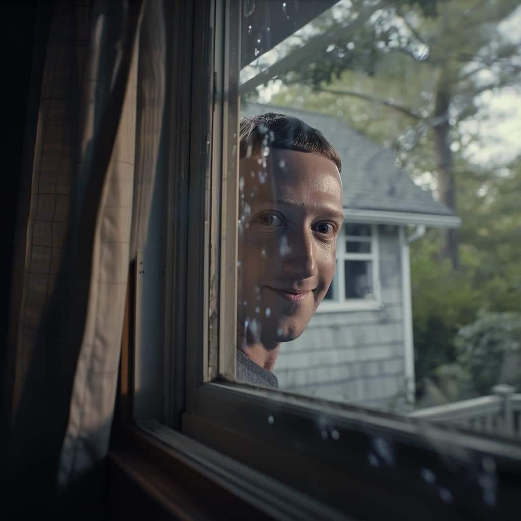 Image fo Mark Zuckerberg looking into a window